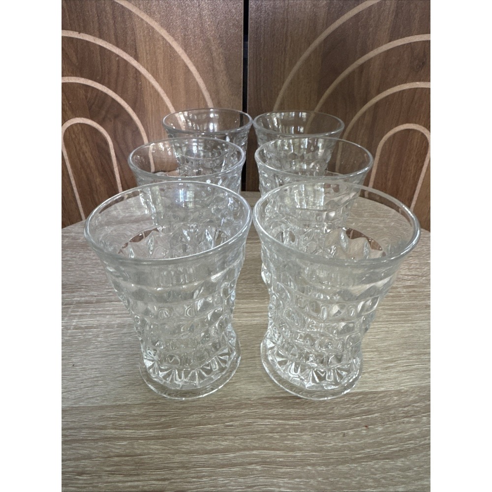Fostoria American set of 6 flared 8 oz 4 1/4" tumblers, UV Reactive